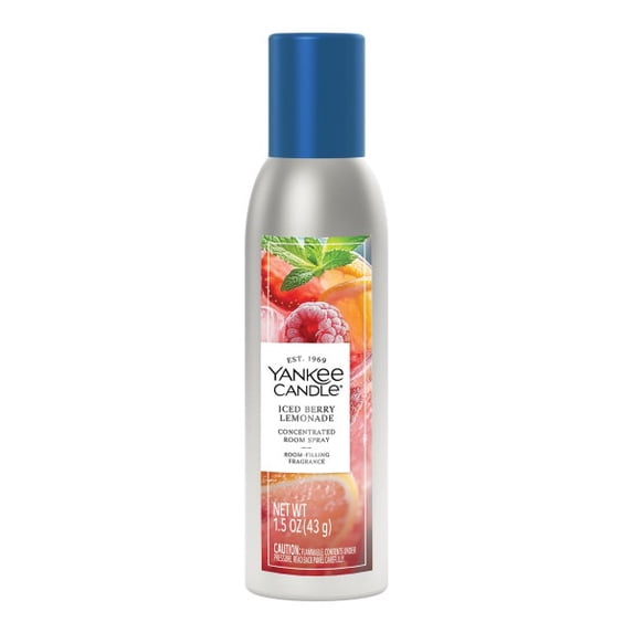 Yankee Candle Concentrated Air Freshener Room Spray, Odor Eliminator for Home, Bathroom, Iced Berry Lemonade, 1.5 Oz (Pack of 6)