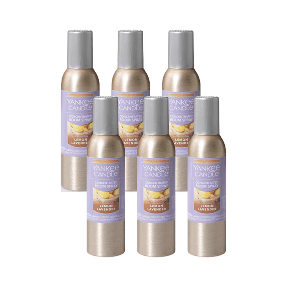 Yankee Candle Concentrated Air Freshener Room Spray, Odor Eliminator for Home, Bathroom, Lemon Lavender, 1.5 Oz (Pack of 6)