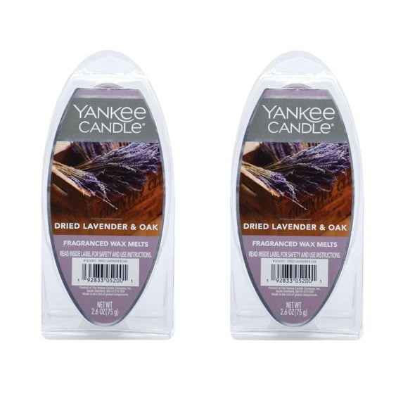 Yankee Candle Dried Lavender & Oak Fragranced Wax Melts, 2.6 oz Pack of 2
