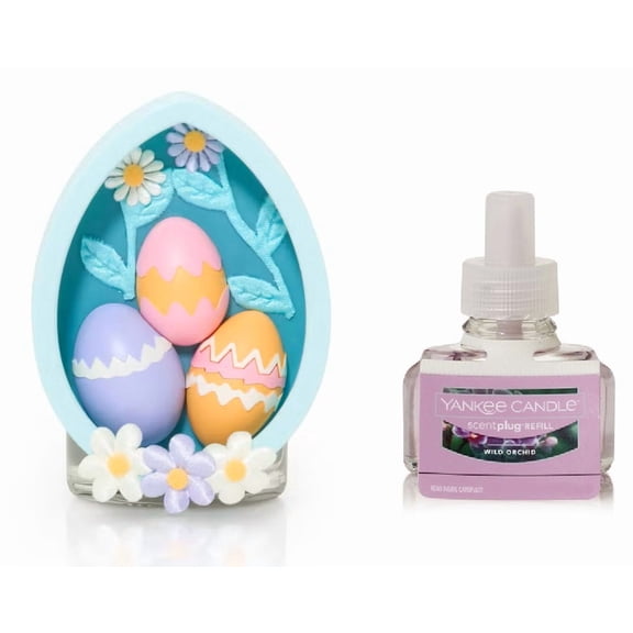 Yankee Candle Easter Egg Scent-Plug Diffuser with Light with a Wild Orchid Home Fragrance Electric Refill 2-pc Set