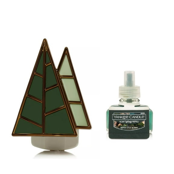 Yankee Candle Evergreens Scentplug Diffuser and a Silver Sage & Pine Home Fragrance Electric Refill 2-pc Set