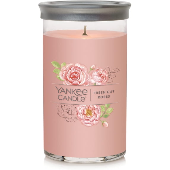 Yankee Candle FRESH CUT ROSES - Medium Single Wick 14.25oz Pillar Candle