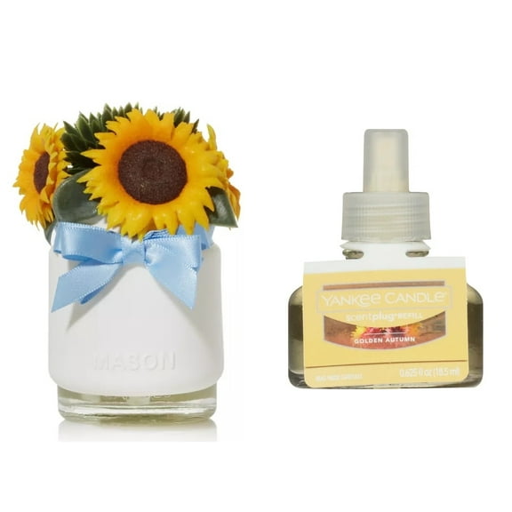 Yankee Candle Fall Sunflowers with Light Sensor Scent-Plug Diffuser Unit with a Golden Autumn Home Fragrance Electric Refill