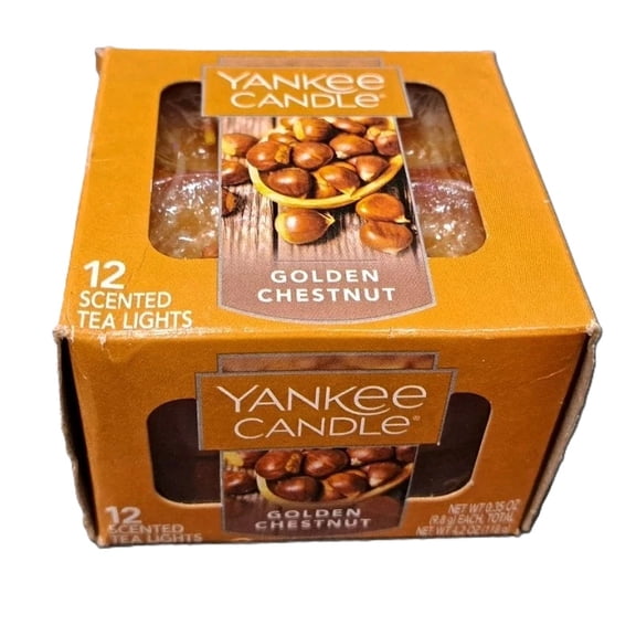 Yankee Candle GOLDEN CHESTNUT Fragranced Box of 12 Tea Lights