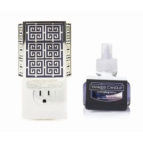 Yankee Candle Greek Key Scentplug Diffuser and a Midsummer's Night Home Fragrance Electric Refill 2-pc Set
