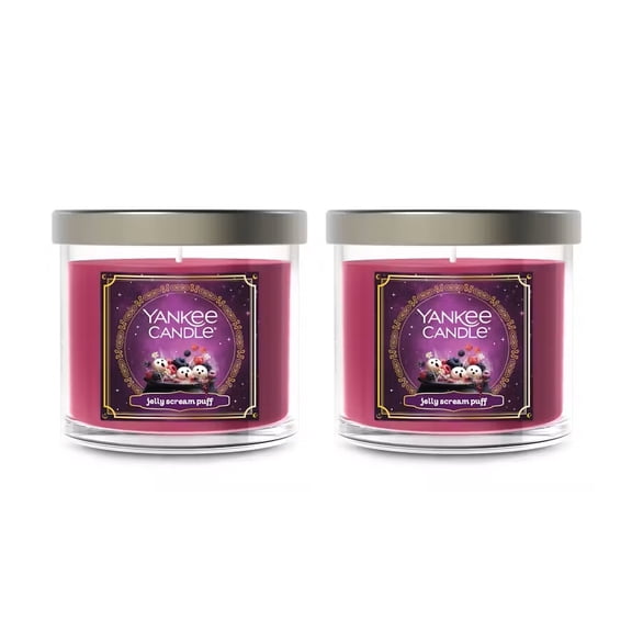Yankee Candle Halloween JELLY SCREAM PUFF Small Single Wick Signature Tumbler Candle (Set of 2) - Notes of Raspberry, Red Berry Jam, Vanilla, and Powdered Sugar