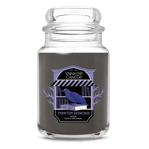 Yankee Candle Halloween PHANTOM BOOKSTORE Large Original Jar Candle 22oz - Rose & Vanilla Parchment