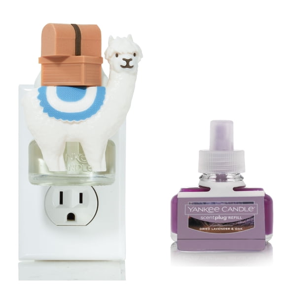 Yankee Candle Happy Alpaca Scentplug Diffuser with a Dried Lavender & Oak Home Fragrance Electric Refill 2-pc Set