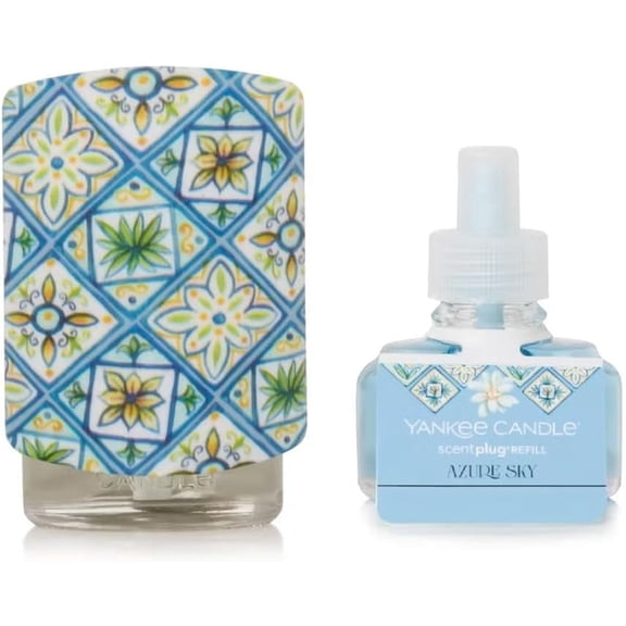 Yankee Candle Vera Bradley Sunlit Garden Scent-Plug Diffuser Base with Light and an Azure Sky Home Fragrance Electric Refill