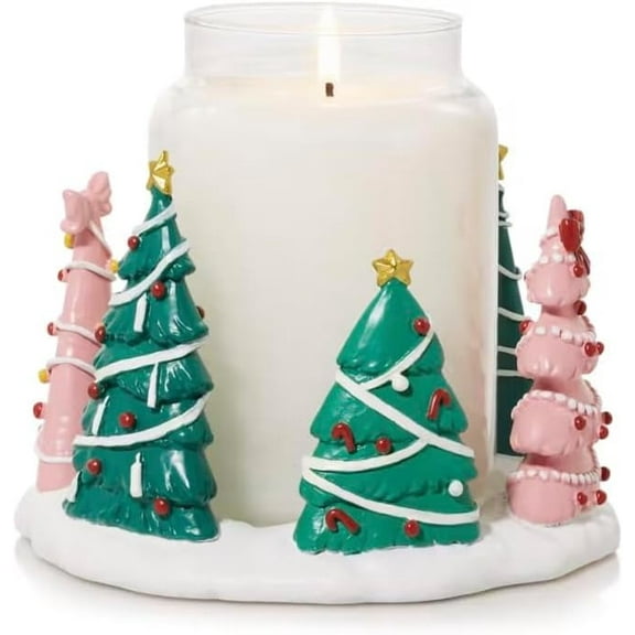 Yankee Candle Holiday Decorative Trees Large Resin Hand-Painted Jar Candle Holder