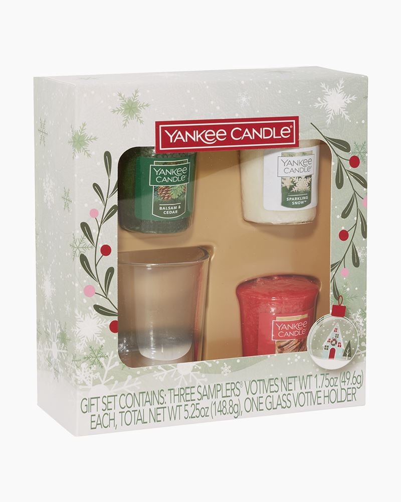 Yankee Candle Holiday Favorites Votive Gift Set with 3 Votives and a Glass Votive Holder - Great holiday gift!