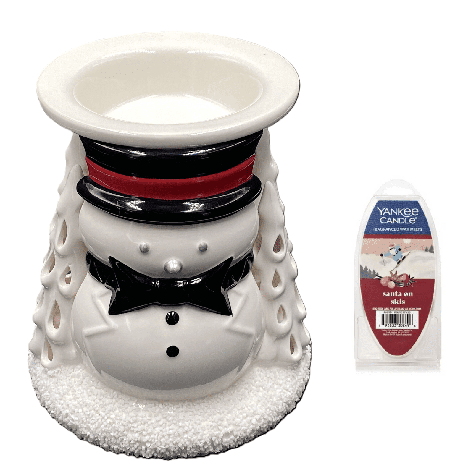 Yankee Candle Holiday Jackson Frost Ceramic Tart Burner/Wax Warmer with Santa on Skis Wax Melts