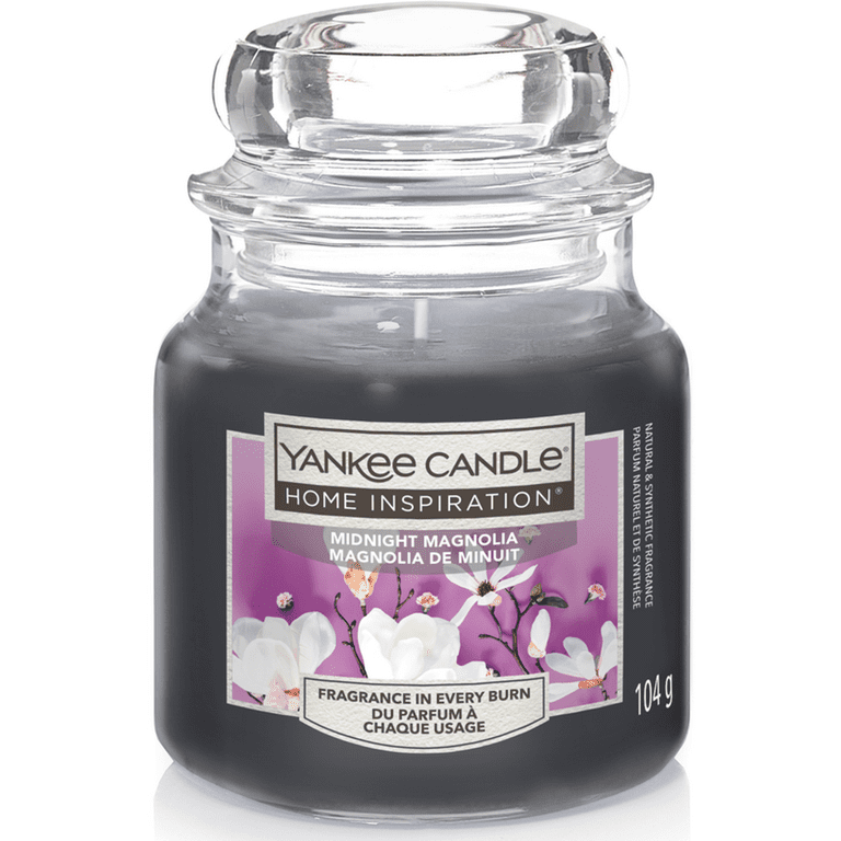 Yankee Candle Home Inspiration Range Midnight Magnolia Scent in Small Jar 104g, White Us, Giara Piccola