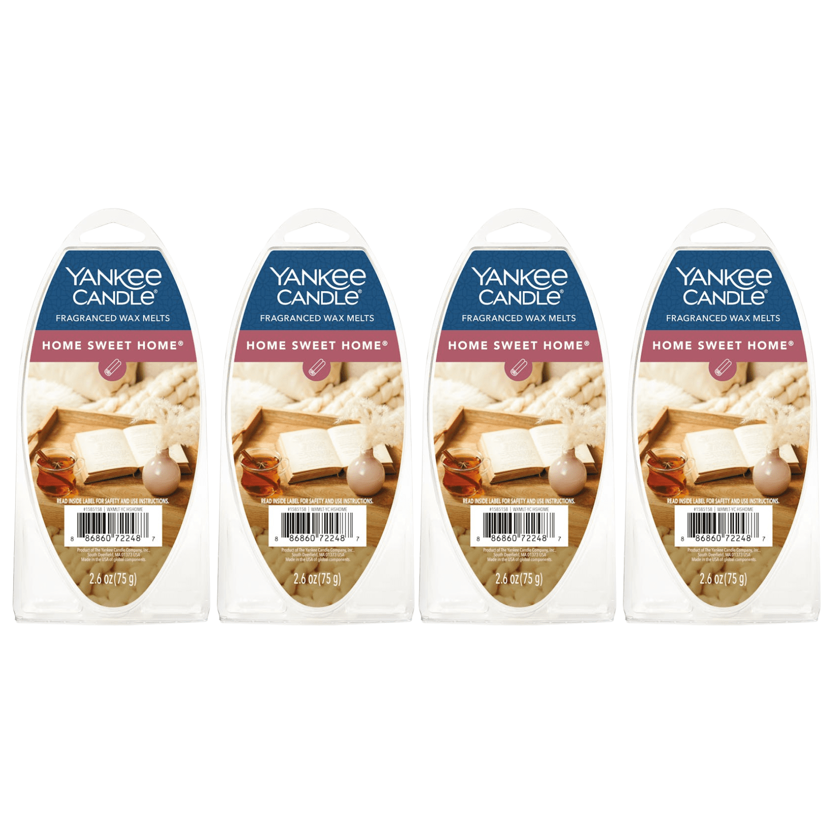 Yankee Candle Home Sweet Home Fragranced Wax Melts, 6 Wax Spheres per Package, Pack of 4 (24 Cubes Total)