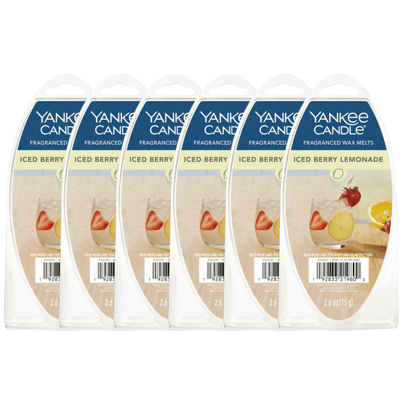 Yankee Candle Iced Berry Lemonade Fragranced Wax Melts, 6 Wax Spheres per Package, Pack of 6 (36 Cubes Total)