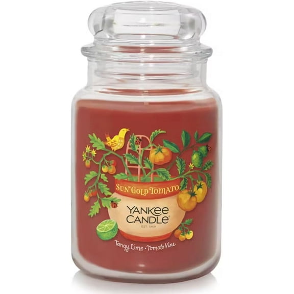 Yankee Candle Into The Garden Collection - Sun Gold Tomato - Tangy Lime & Tomato Vine - Large Classic Jar Candle