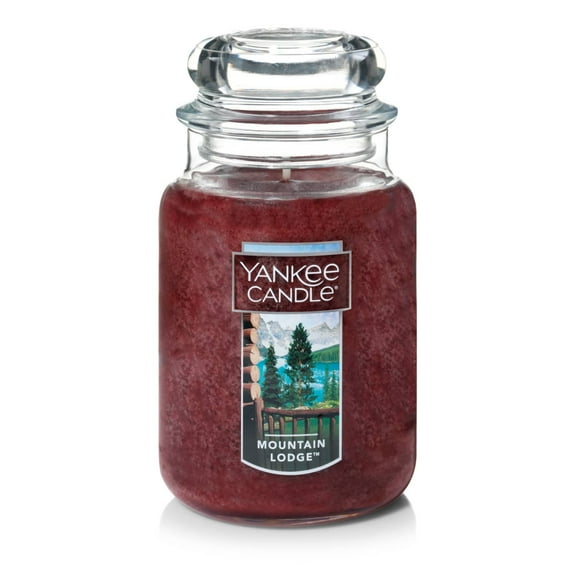 Yankee Candle Mountain Lodge Scented Classic 22oz Large Jar Single Wick Aromatherapy Candle Over 110 Hours of Burn Time Apothecary Jar Fall Scented for Home