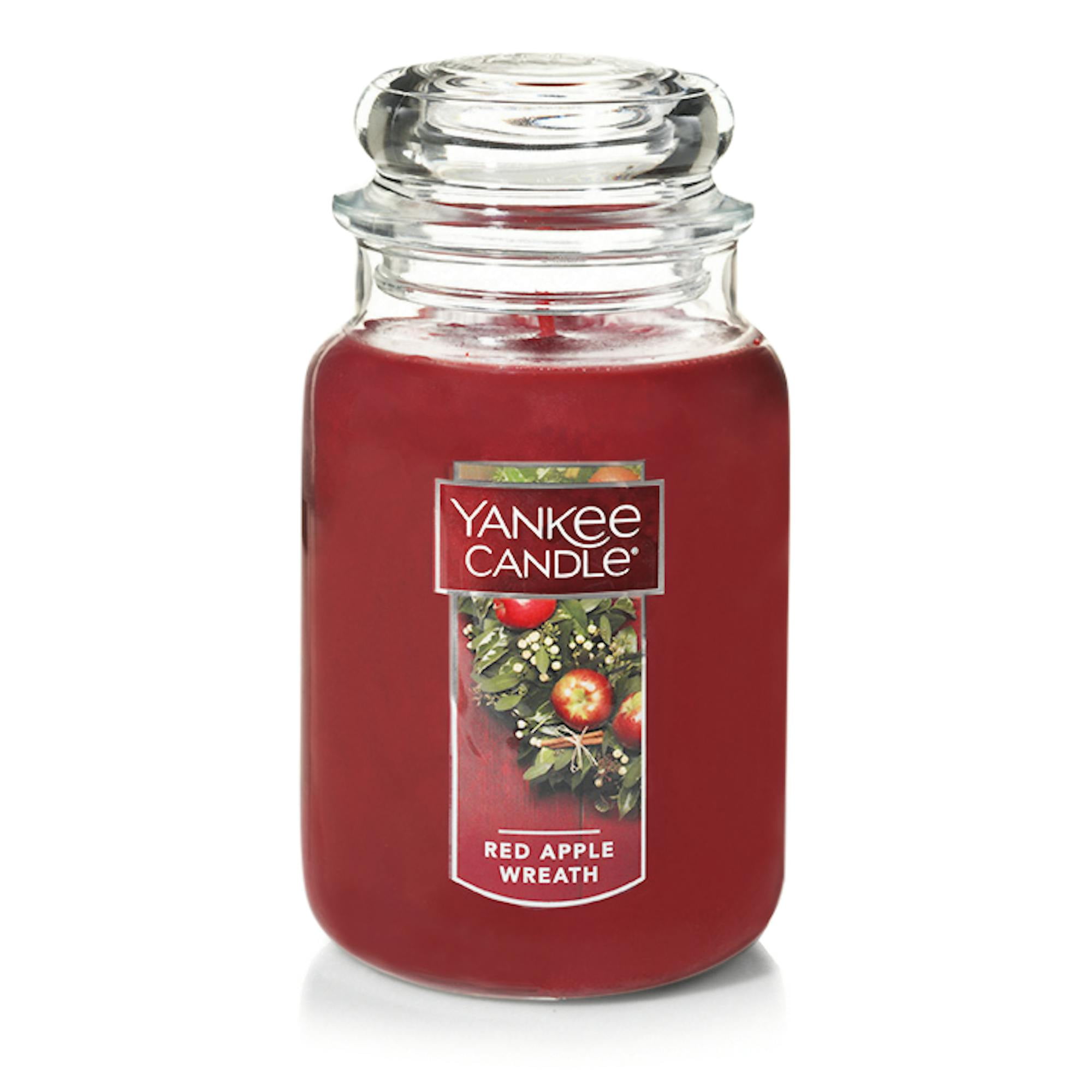 Red Apple Wreath Large Glass Jar Candle 22oz