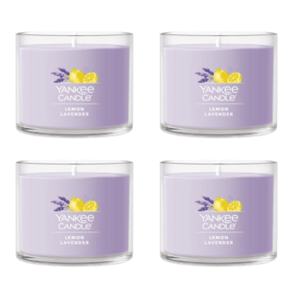 Yankee Candle Lemon Lavender Signature Votive Mini Candle Glass Jar, 1.3 oz (Pack of 4)