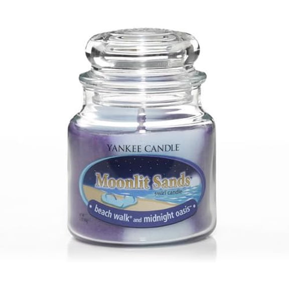 Yankee Candle - MOONLIT SANDS - A Swirl of Beach Walk and Midnight Oasis - Medium Original 12oz Jar Candle