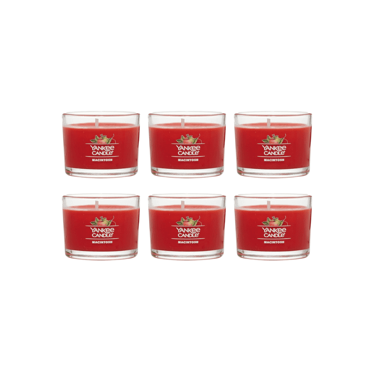 Yankee Candle Macintosh Signature Votive Mini Candle Glass Jar, 1.3 oz (Pack of 6)