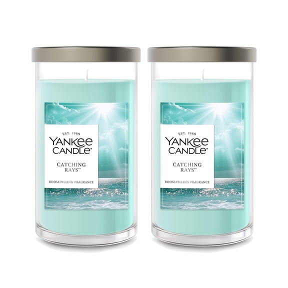 Yankee Candle Medium Pillar Scented Candle, Catching Rays, 14.25 oz (2-Pack)