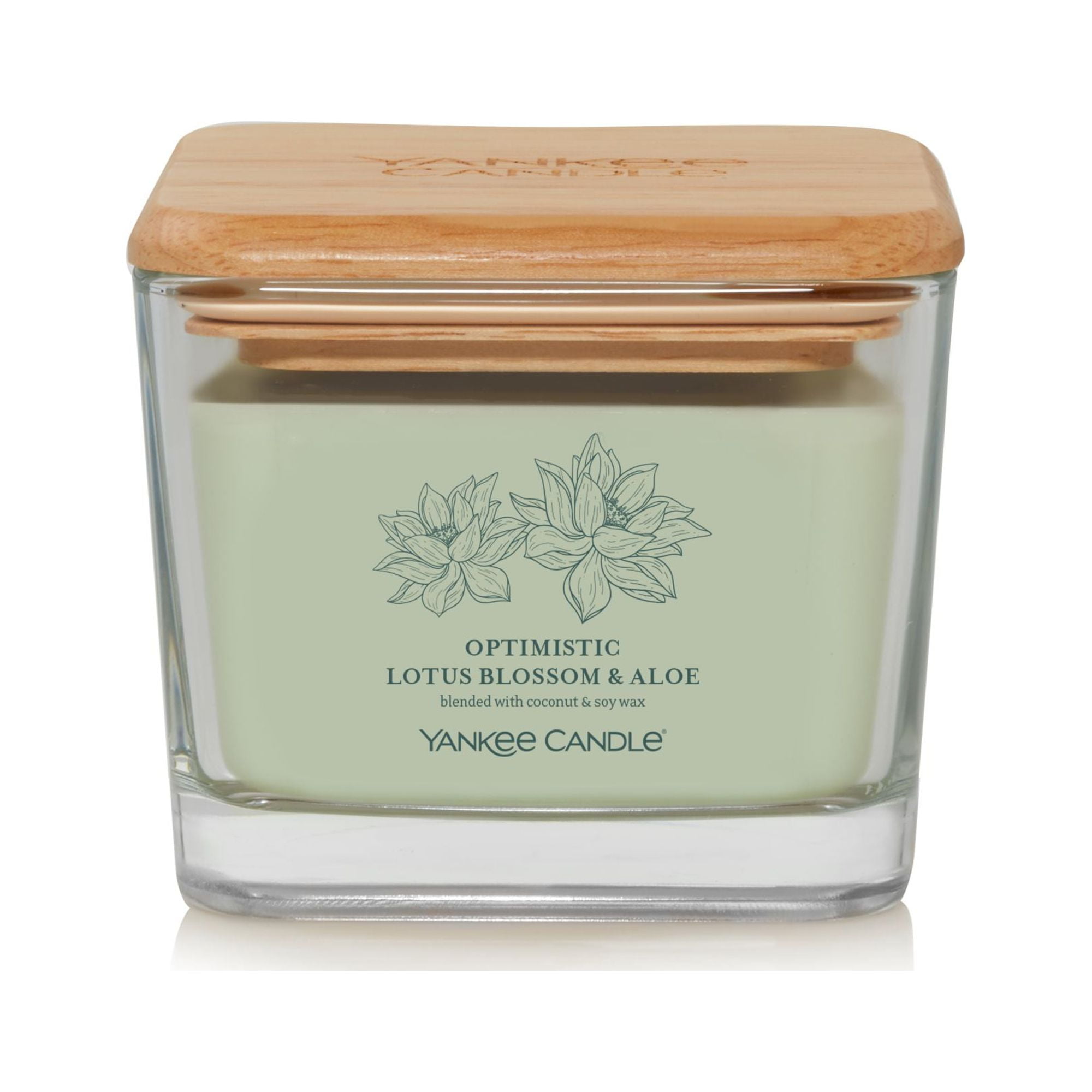 Yankee Candle Optimistic Lotus Blossom & Aloe Well Living Collection Medium  Square Candle 11.25 oz 