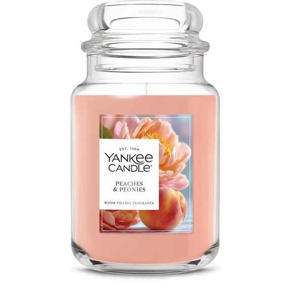 Yankee Candle Peaches & Peonies Original Large Jar Scented Candles, 22 oz