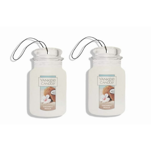 Yankee Candle Paper Car Jar Air Freshener for Long Lasting Fragrance for Long Lasting Fragrance, Coconut Beach, 2 Packs