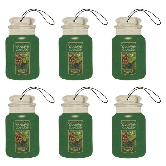 Yankee Candle Paper Car Jar, Balsam & Cedar (Pack of 6)