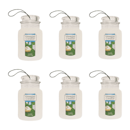 Yankee Candle Paper Car Jar, Clean Cotton (Pack of 6)