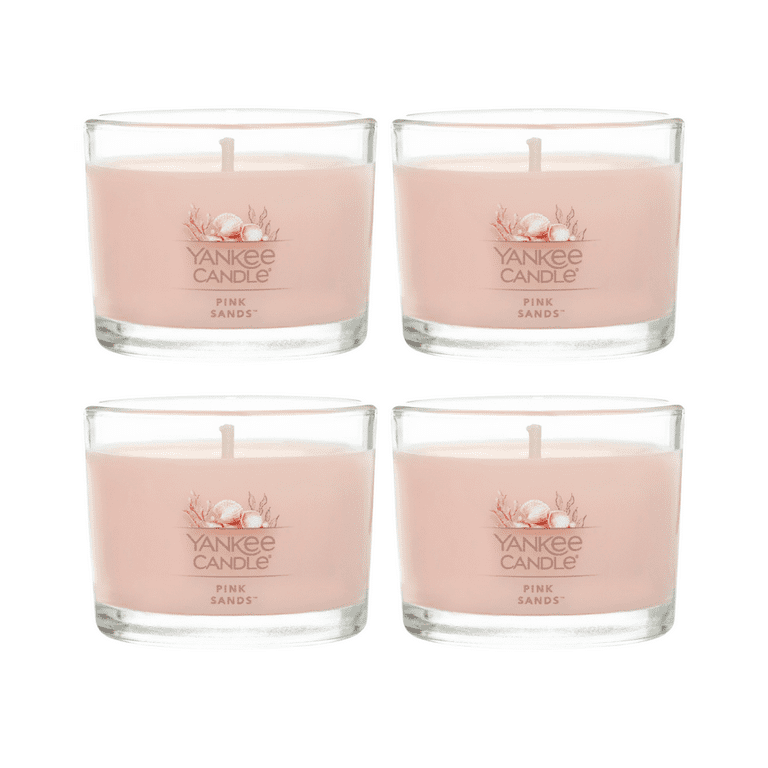 Yankee Candle Pink Sands Signature Votive Mini Candle Glass Jar, 1.3 oz  (Pack of 4)