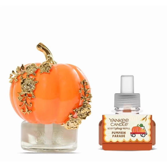 Yankee Candle Pumpkin Vine ScentPlug Diffuser with Light Sensor and a Pumpkin Parade Home Fragrance Electric Refill 2-pc Set