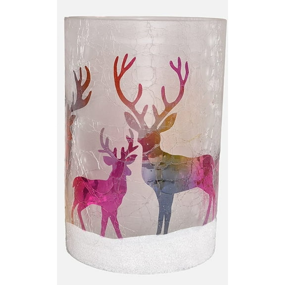 Yankee Candle Rainbow Reindeer Large Frosted Crackle Glass Jar Holder