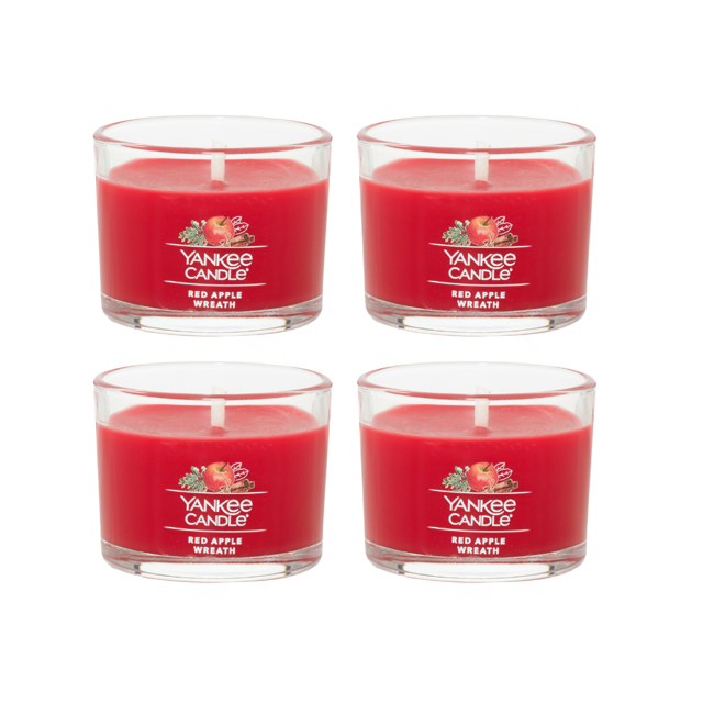 Yankee Candle Red Apple Wreath Signature Votive Mini Candle Glass Jar