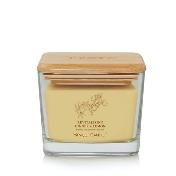 Yankee Candle Revitalizing Ginger & Lemon Well Living Collection Medium Square Candle