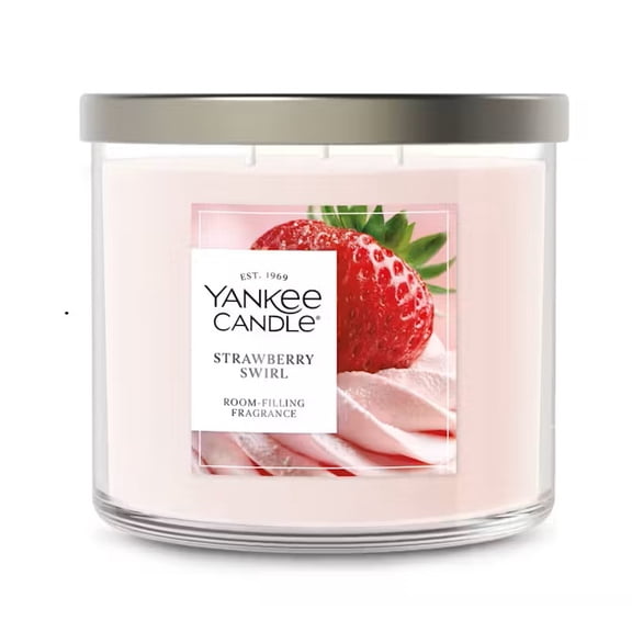 Yankee Candle STRAWBERRY SWIRL Large Signature 3-Wick Tumbler Candle - with Scents of Fresh Strawberries, Whipped Cream, and A Sweet Fluffy Dessert