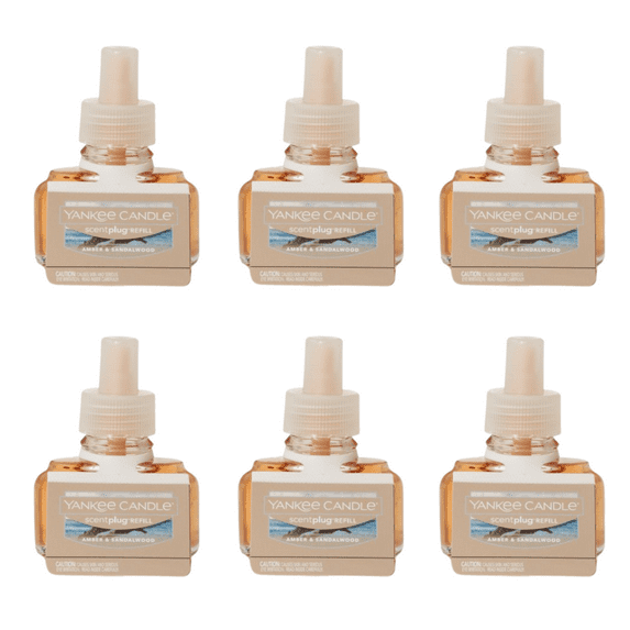 Yankee Candle Scent Plug Refill, Amber & Sandalwood (Pack of 6)
