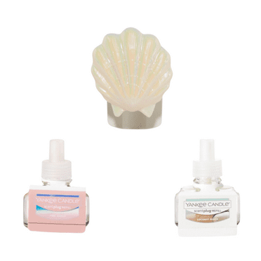 Yankee Candle Scent plug Diffuser Seashell, Scent Plug Refill Pink Sands and Coconut Beach