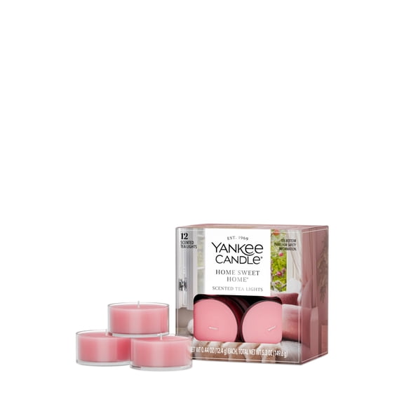 Yankee Candle Scented Tea Light Candles, Home Sweet Home, Pink, 12 Count