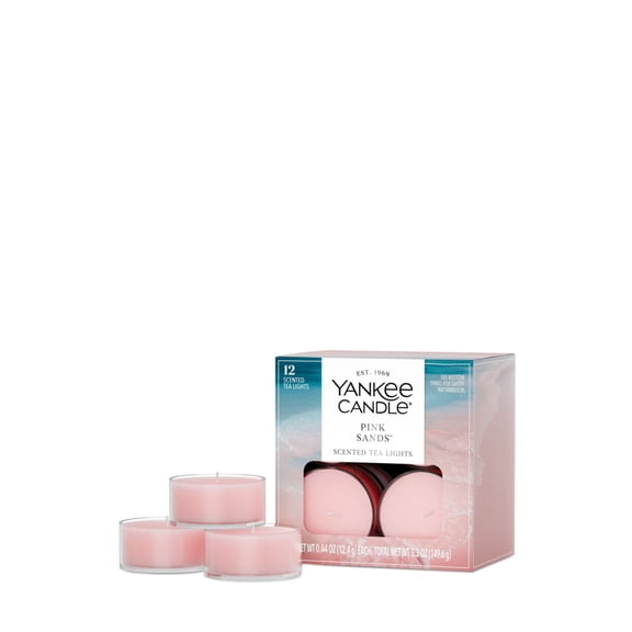 Yankee Candle Scented Tea Light Candles, Pink Sands, Pink, 12 Count