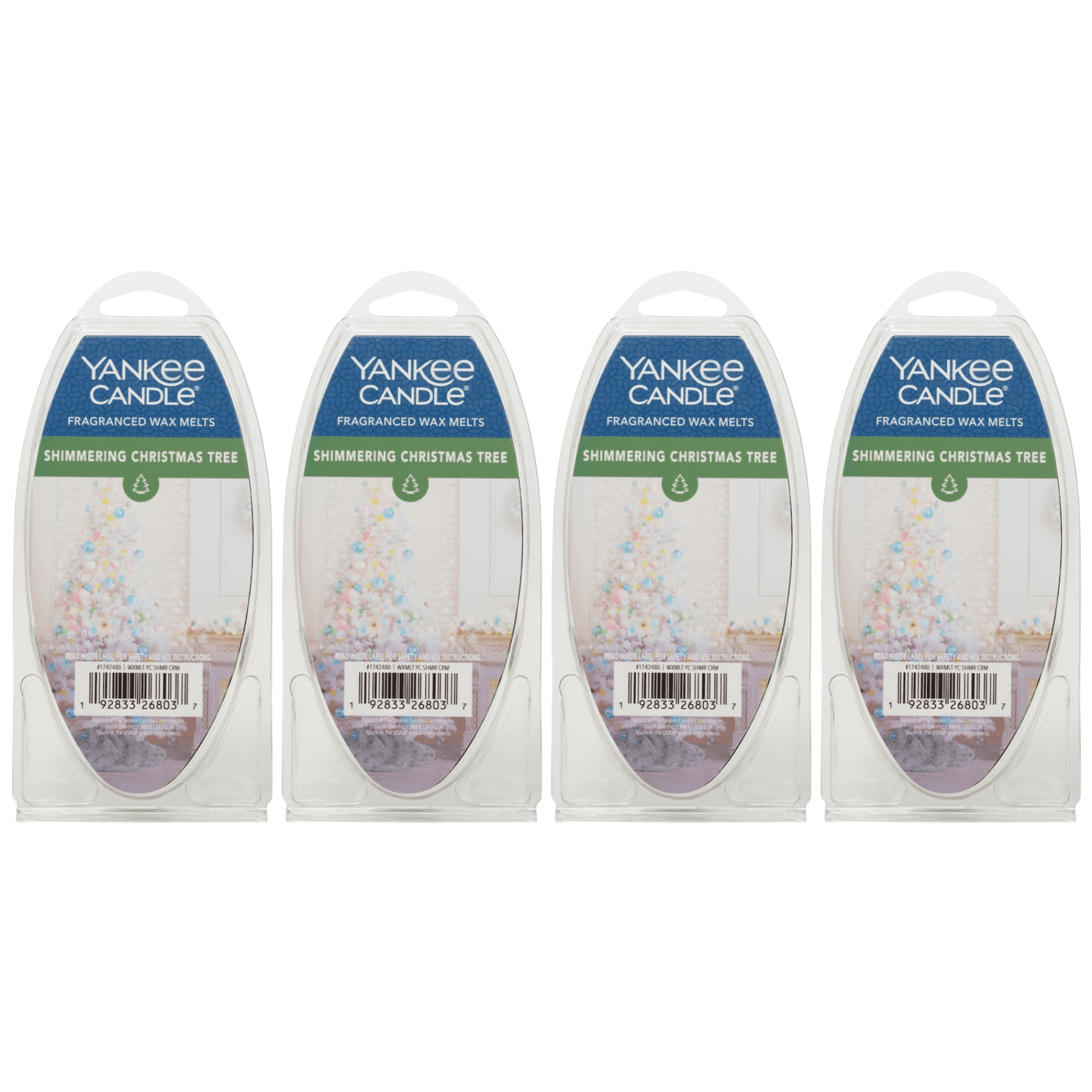 Yankee Candle Shimmering Christmas Tree Fragranced Wax Melts, 6 Wax Spheres per Package, Pack of 4 (24 Cubes Total)