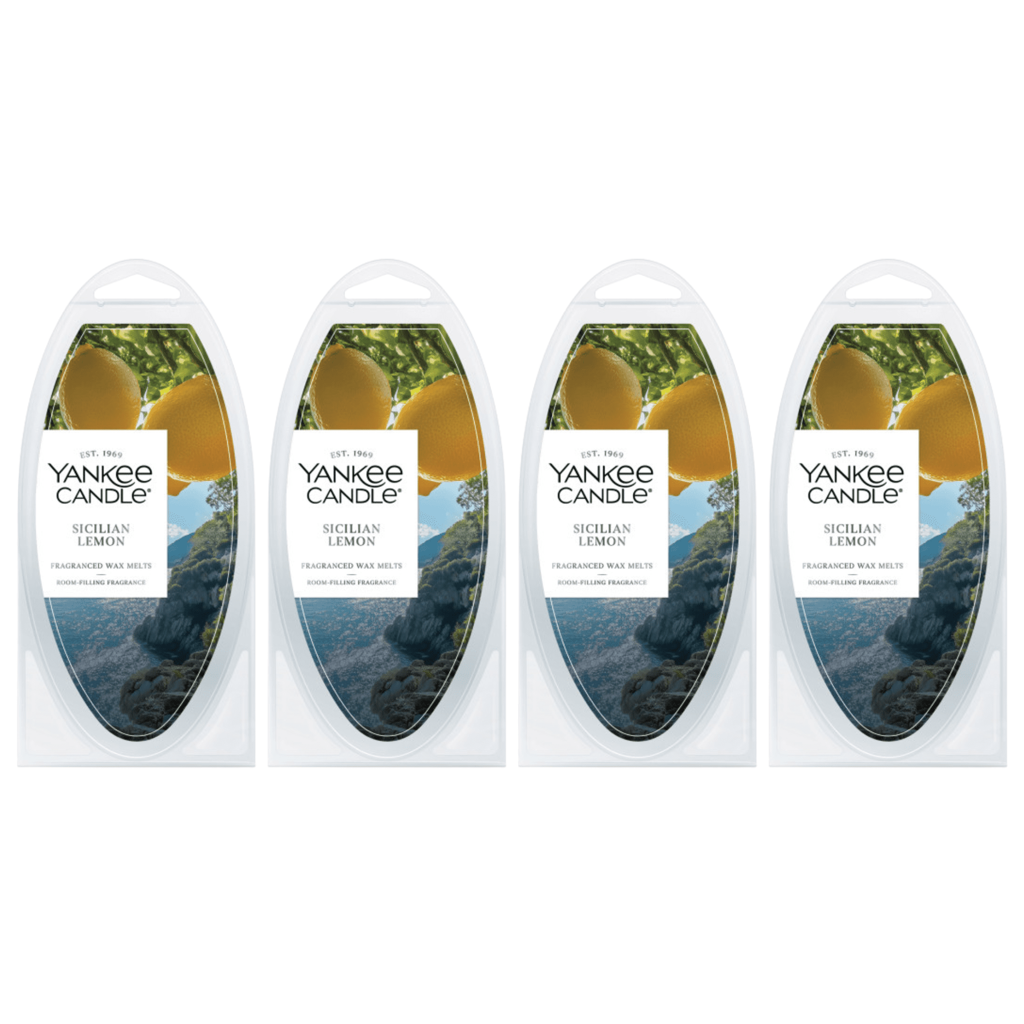 Yankee Candle Sicilian Lemon Fragranced Wax Melts, 6 Wax Spheres per Package, Pack of 4 (24 Cubes Total)