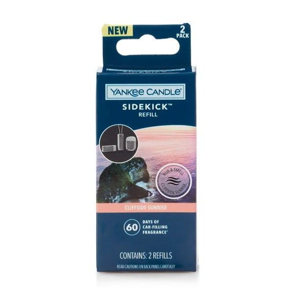 Yankee Candle Sidekick Collection Fragrance Refill, 2 Pack, Cliffside Sunrise, Car Air Freshener