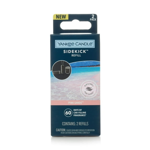 Yankee Candle Sidekick Collection Fragrance Refill, 2 Pack, Pink Sands Scent, Car Air Freshener