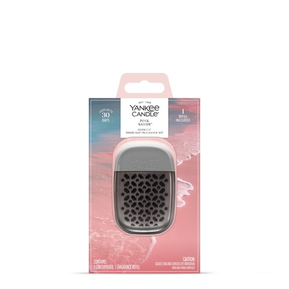 Yankee Candle Sidekick Visor Clip Fragrance Kit, Pewter Silver XO Sidekick Visor Clip with 1 Pink Sands Fragrance Refill