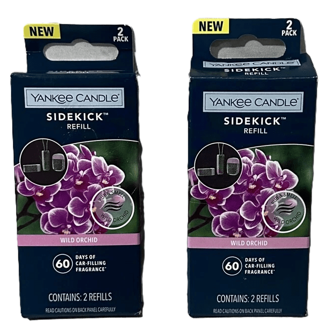 Yankee Candle Sidekick Collection - Wild Orchid - Pack of 2 Fragrance Refill Car Air Freshener (Set of 2 - Total of 4)