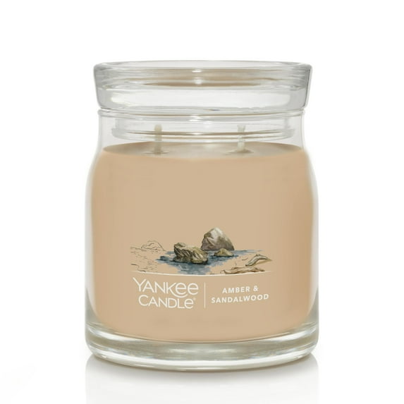 Yankee Candle Signature Medium 2-Wick Candle, Amber & Sandalwood, 13 oz