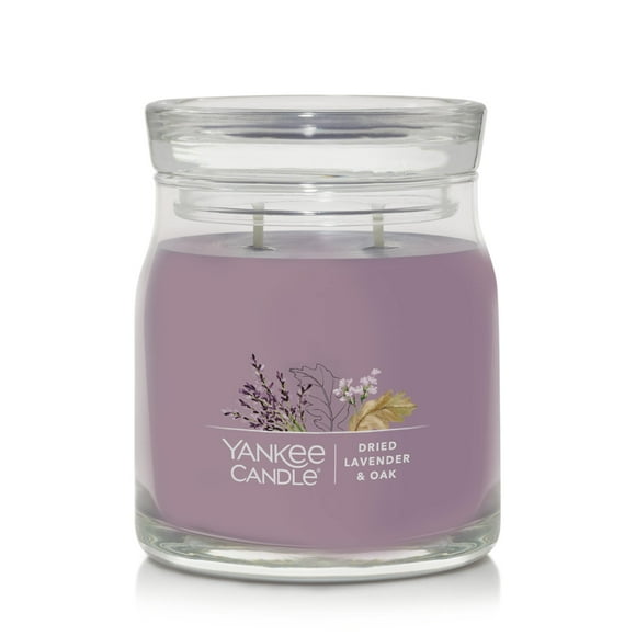 Yankee Candle Signature Medium 2-Wick Candle, Dried Lavender & Oak, 13 oz