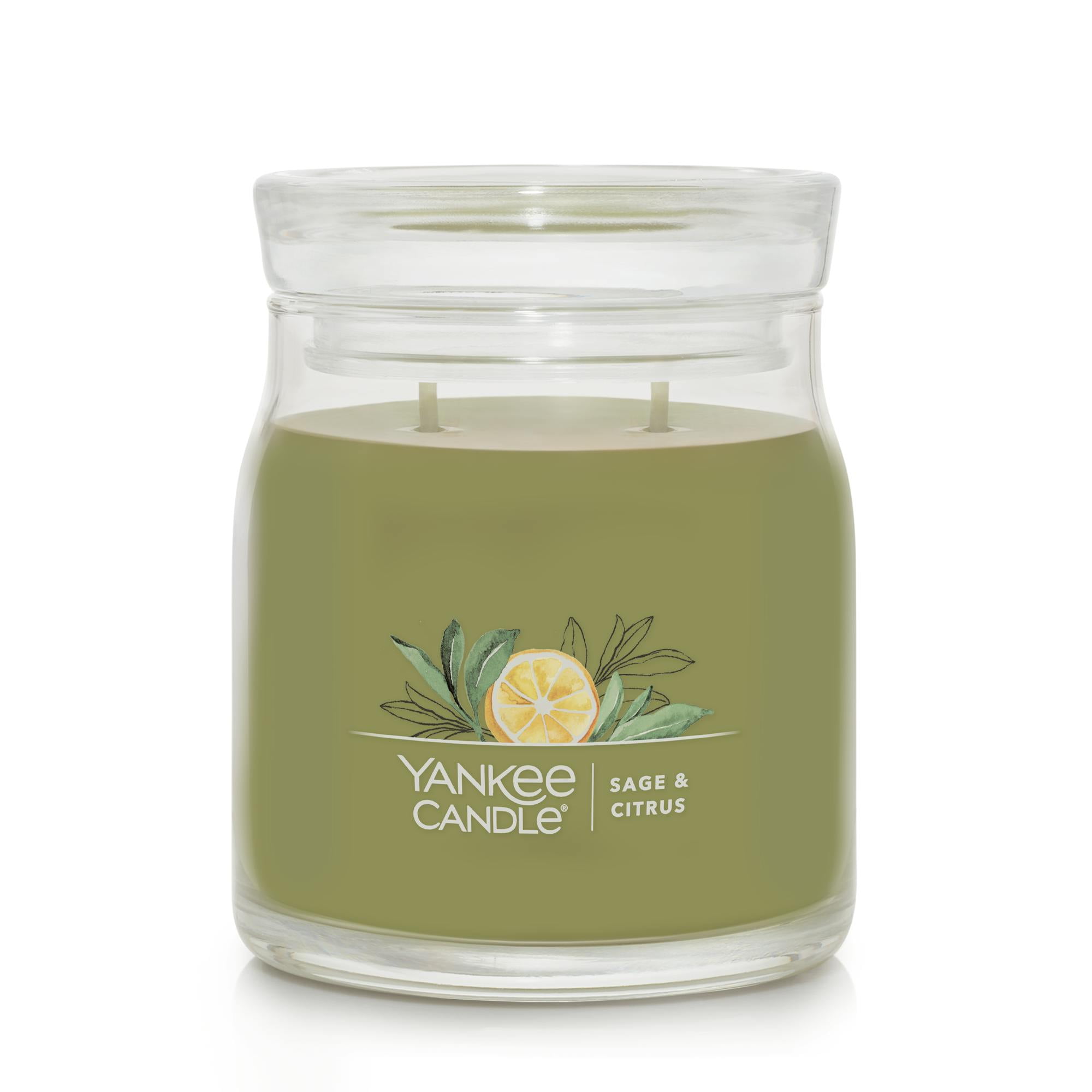 Sage and Citrus Scented Green Soy Jar Candle